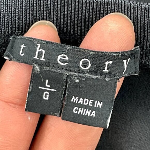 Theory Top Women's Large L Black Silk V-Neck Side Cut Out Sleeveless Blouse - Picture 4 of 16